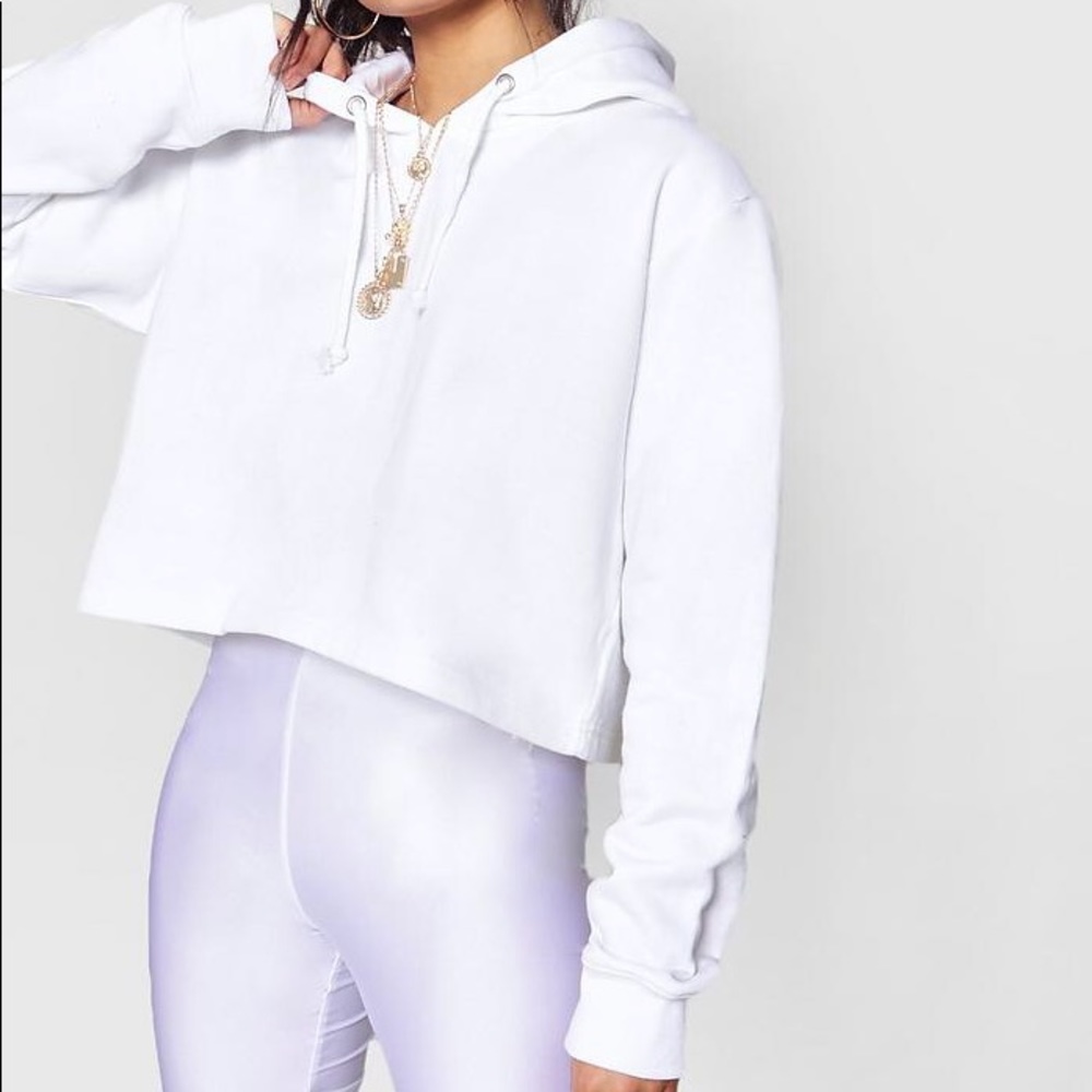 White Cropped Hoodie